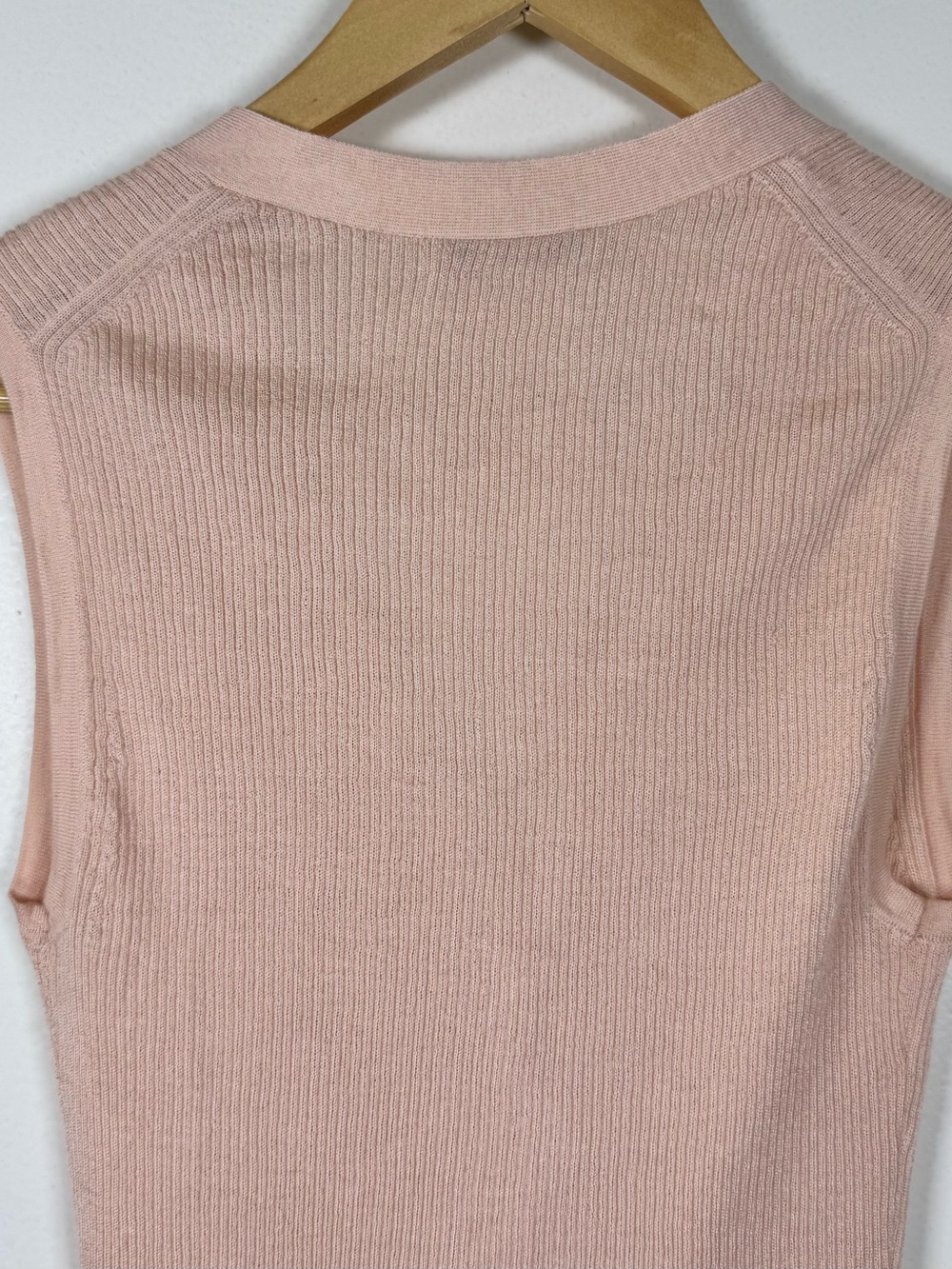 J CREW Cashmere & Silk V Neck Vest Cardigan Women’s Small Ribbed Knit Blush EUC - Picture 5 of 6